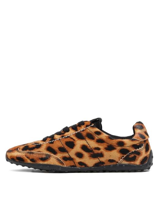 Bimba Y Lola Brown Leopard-Print Lace-Up Sneakers