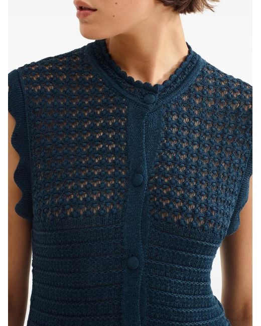 Eres Blue Aurora Crochet-Knit Top