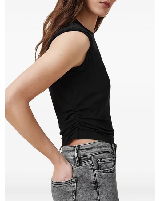 AllSaints Black West Ruched Sleeveless Top