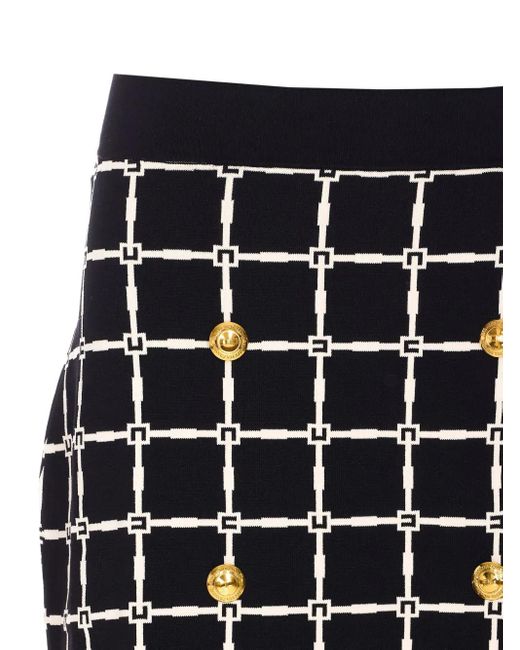 Elisabetta Franchi Mini-Rok Met Knopen En Patroon in het Blue