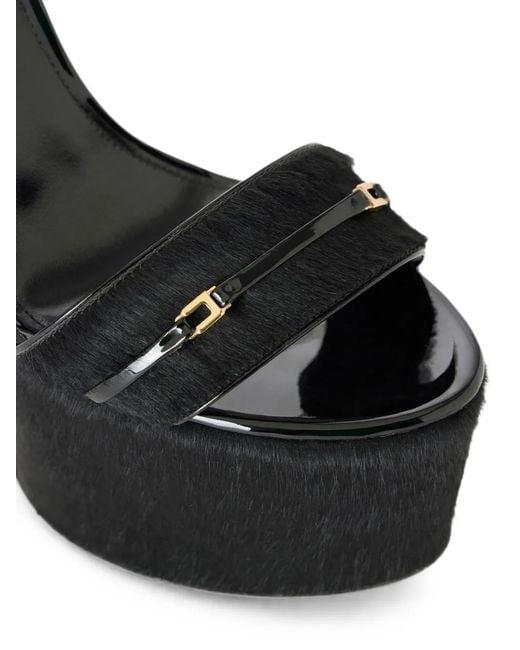 Elisabetta Franchi Black Cowhide Sandals