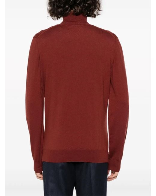 Corneliani Red Embossed-Knit Virgin-Wool Jumper for men