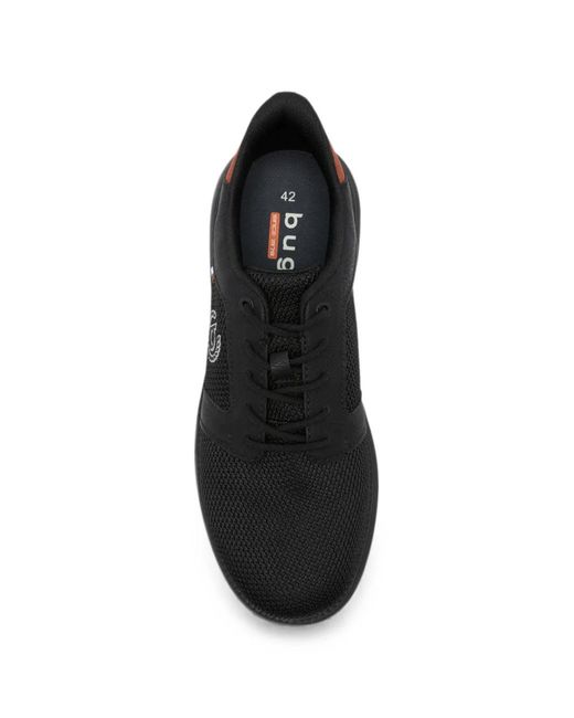 Bugatti Black Logo-Patch Mesh-Panel Sneakers for men