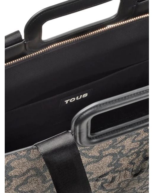 Tous Gray Bear-Print Top-Handle Tote Bag