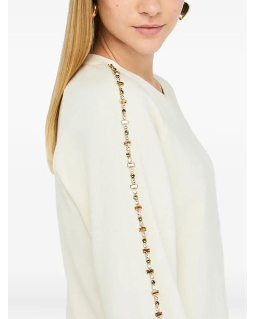 Felpa Girocollo Con Strass di Liu Jo in White