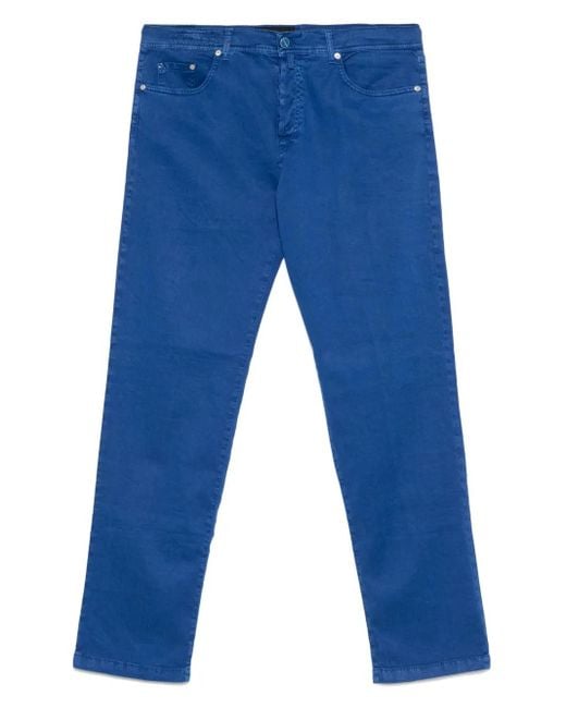 Kiton Blue Logo-Patch Trousers for men