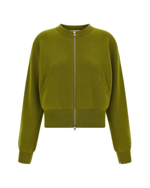 Extreme Cashmere Green N°478 Xtra Fun Zip Crew Neck Cardigan