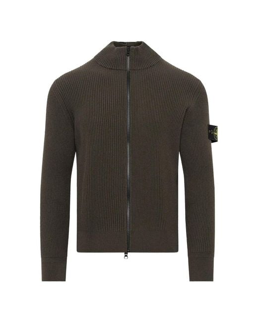 Stone Island Gray 5100017 Full-Rib Rws Woll Loose-Fit Zip-Up Jumper for men