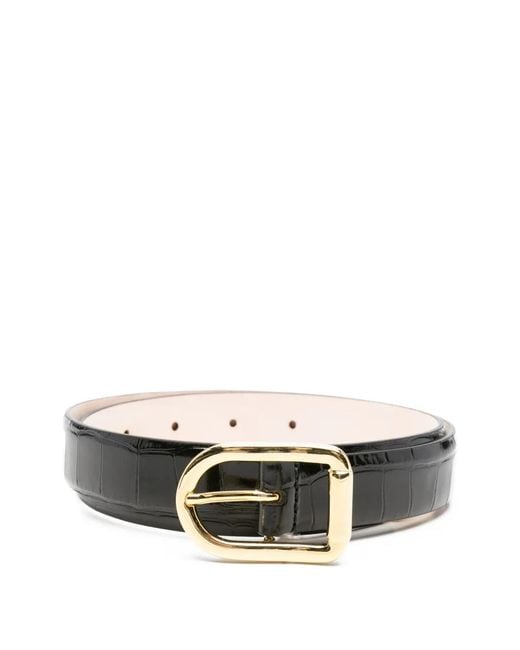 DEHANCHE White Mija Crocodile-Effect Buckle Belt