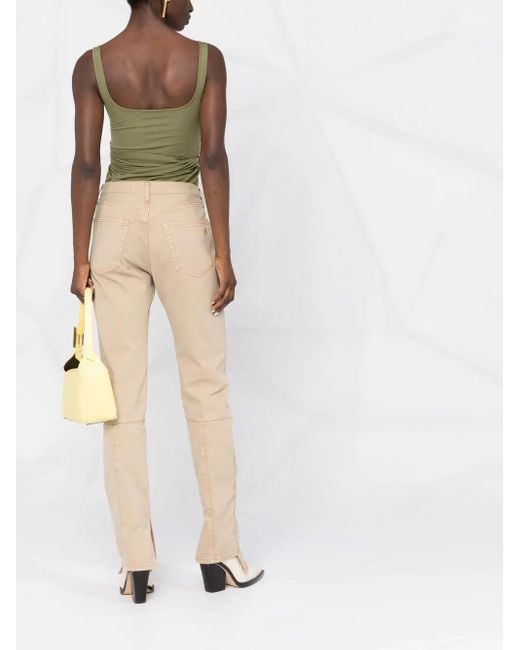 The Attico Natural Slit-Hem Straight-Leg Jeans