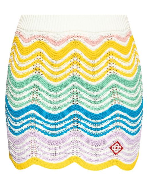 Casablancabrand Gray Chevron-knit Mini Skirt