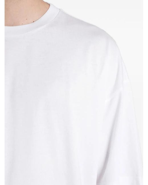 Roberto Collina White Dropped-Shoulder Crewneck Cotton T-Shirt for men
