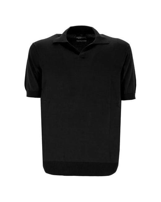 Hōsio Black T-Shirt En Maille Fine À Col for men