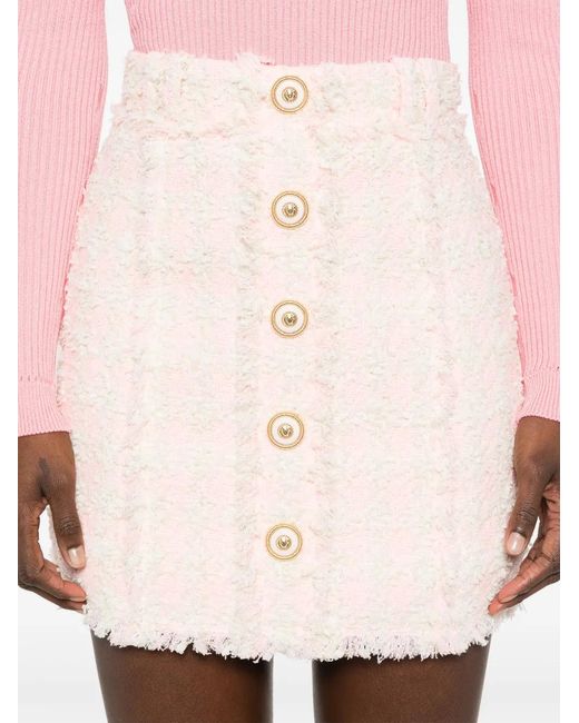 Balmain Tweed Mini-Rok in het Pink