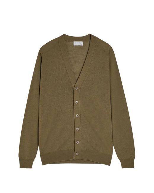 John Smedley Green Bradrick V-Neck Cardigan for men