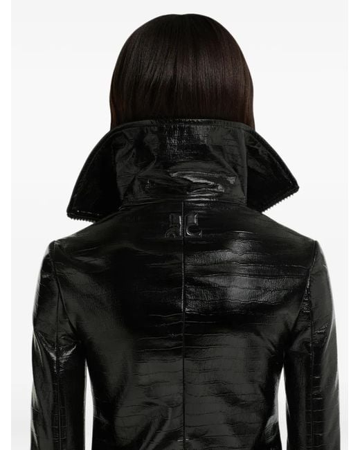 Courreges Black Croc-Embossed High-Neck Jacket