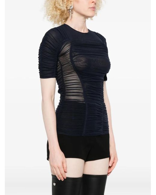 Mugler Black Sheer Mesh Top