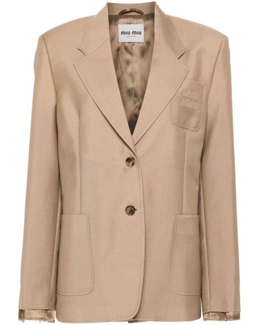 Miu Miu Natural Einreihige Jacke