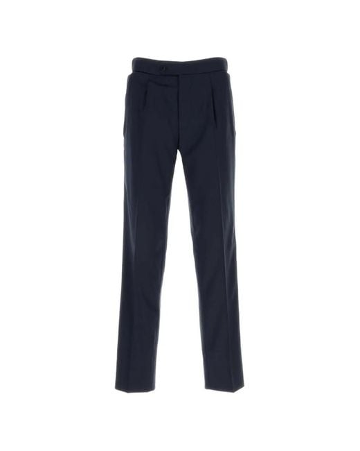 Brioni Blue Pleated Wool Trousers for men