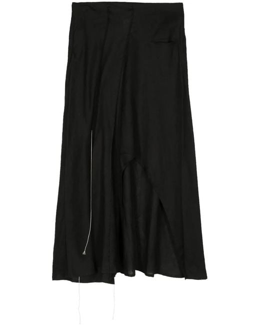 Yohji Yamamoto Black Asymmetric Linen Skirt
