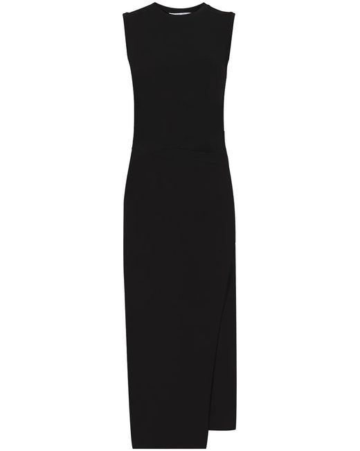 Proenza Schouler Black Asymmetric Jersey Midi Dress