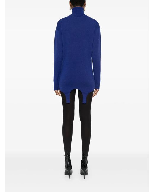 Saint Laurent Blue High-Turtleneck Cashmere And Silk Pullover