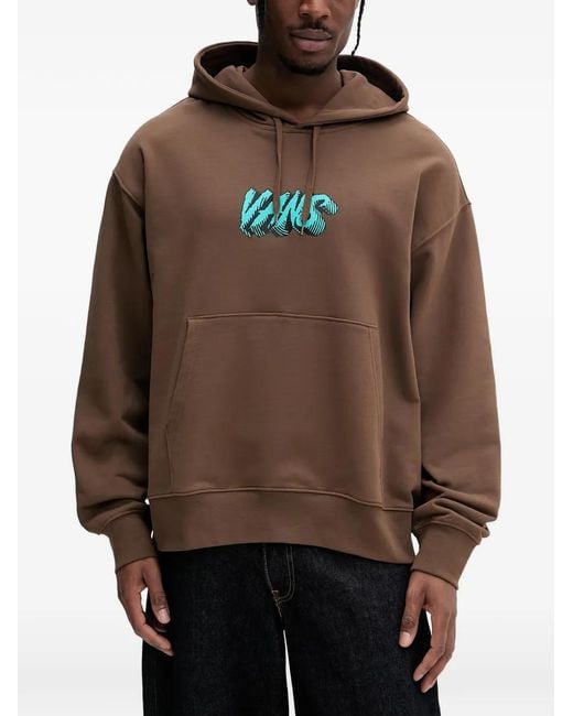 Vans Brown Logo-Print Drawstring Hoodie for men