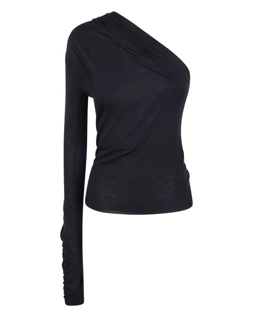 Thom Krom Blue One-Shoulder Draped Top