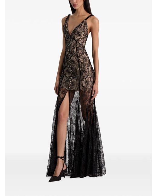 Alice + Olivia White Alana Lace Godet Maxi Dress