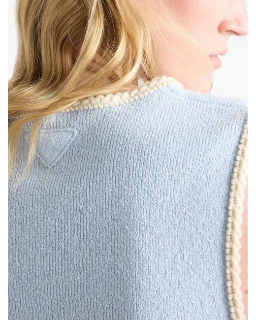 Prada Blue Cotton Bouclé Crop Top