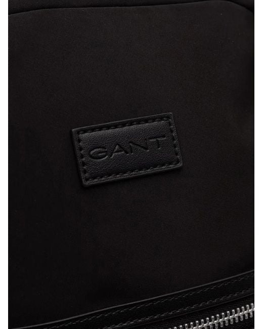 Gant Black Logo-Patch Zip-Around Backpack for men