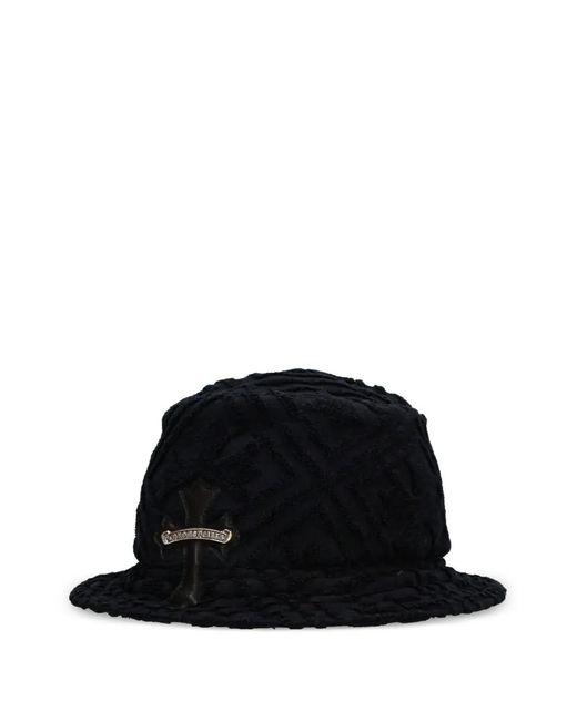 Chrome Hearts Black Cross-Patch Pile Bucket Hat for men