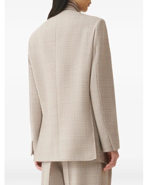Fabiana Filippi Natural Double-Breasted Peak-Lapels Blazer