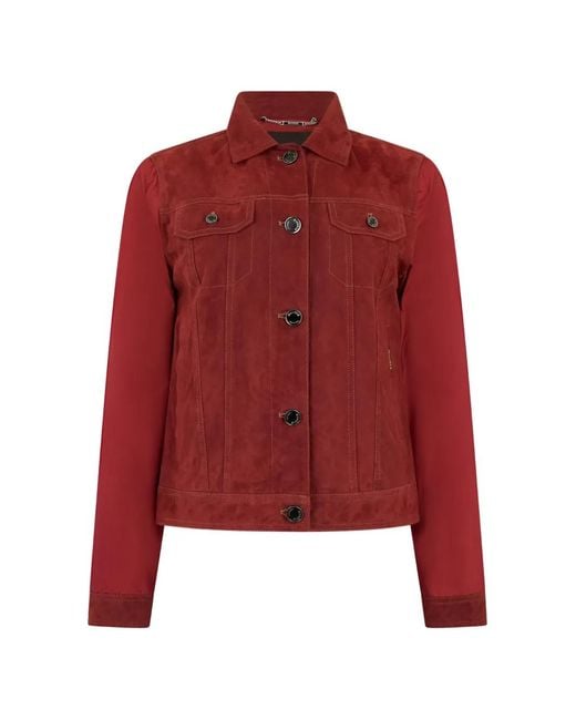 Moorer Red Button Suede Jacket