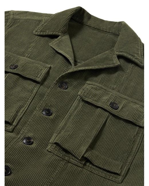Fortela Green Solomon Corduroy Chest-Pocket Shirt for men