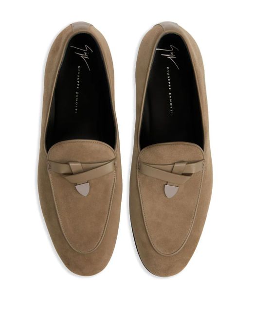 Giuseppe Zanotti Brown Ewerton Almond-Toe Suede Loafers for men