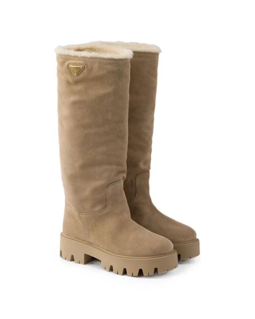 Prada Natural Suede Boots