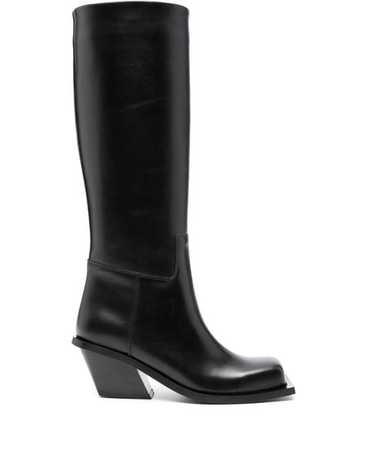 Stivali con punta quadrata in pelle di Gia Borghini in Black