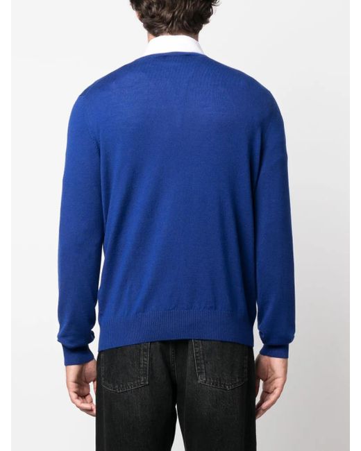 Fay Blue Crew-Neck Wool Jumper for men