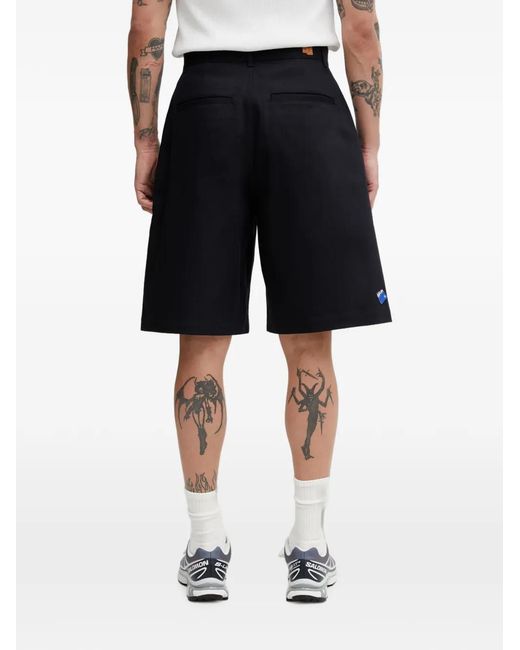 Adererror Black Logo-Patch Shorts