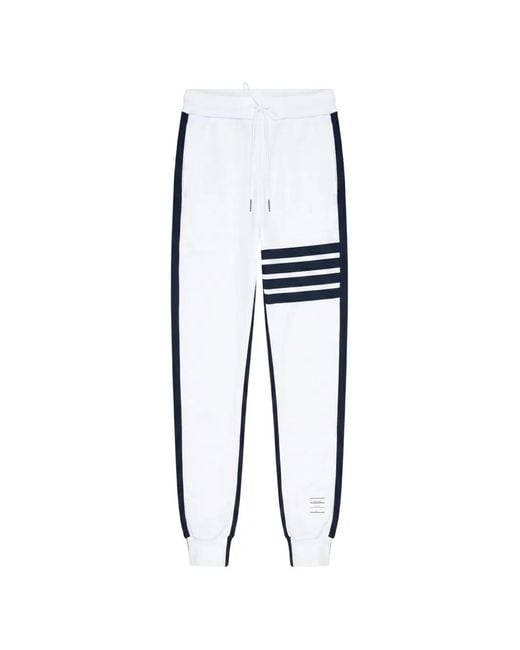 Thom Browne White 4-Bar Stripe Track Pants for men