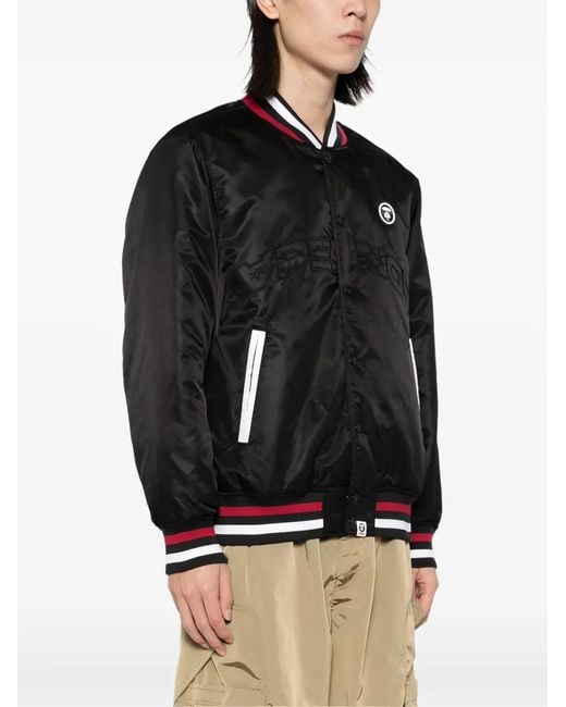 Aape By A Bathing Ape Black Logo-Patch Bomber Jacket for men