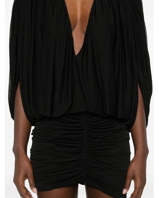 Robe courte à design drapé Saint Laurent en coloris Black