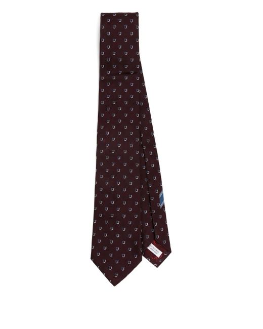 Ferragamo Purple Gancini-Print Silk Tie for men