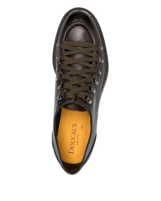 Doucal's Black Lace-up Leather Derby Shoes for men