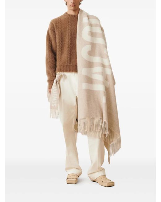 Jacquemus Natural Schal Mit Logo-Jacquard