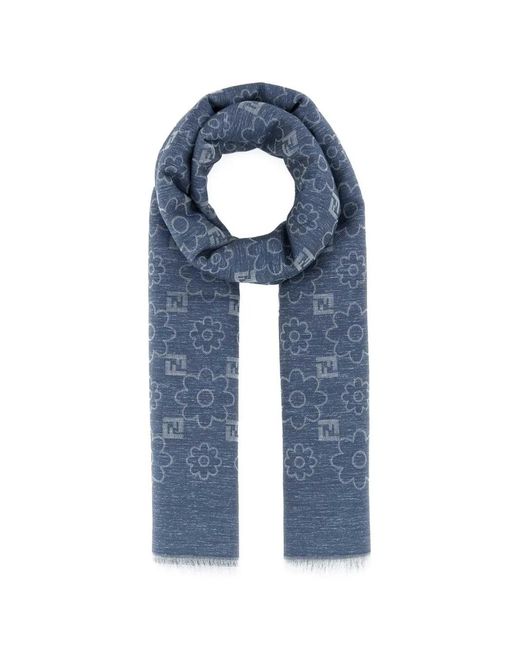 Sciarpa Con Motivo Ff di Fendi in Blue