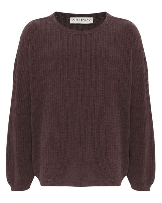 Our Legacy Brown Textured-finish Crew-neck Sweatshirt for men
