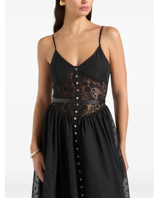 Manière De Voir Black Rosie Lace Corset Maxi Dress