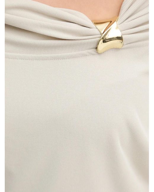 Guess White Off-Shoulder Hardware-Detail Blouse